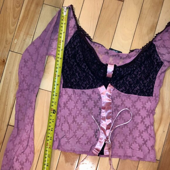 [Women's 7/S/M] TATU Vintage Mesh Top Corset Lace Y2K Fairycore Whimsygoth - Picture 7 of 8